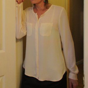 Ann Taylor LOFT Crisp White Swing Blouse